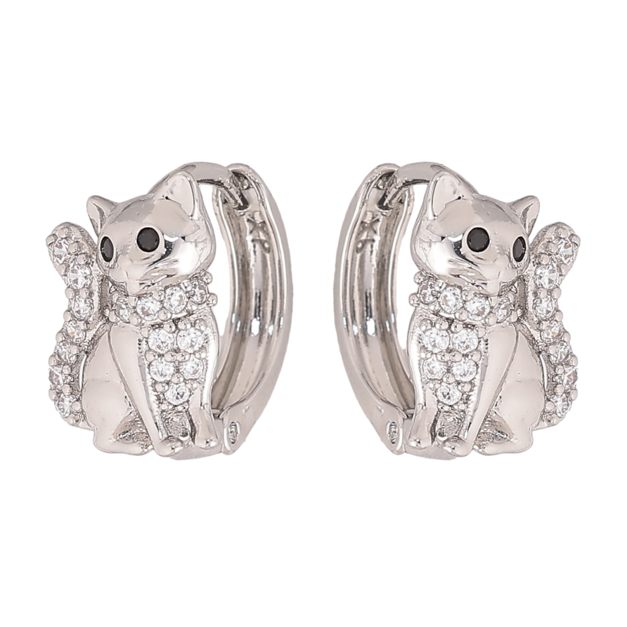 Сережки Xuping M&L колір Родій колечка "Котики з кристалами" фото №1 Сережки Xuping M&L колір Родій колечка "Котики з кристалами" фото №1