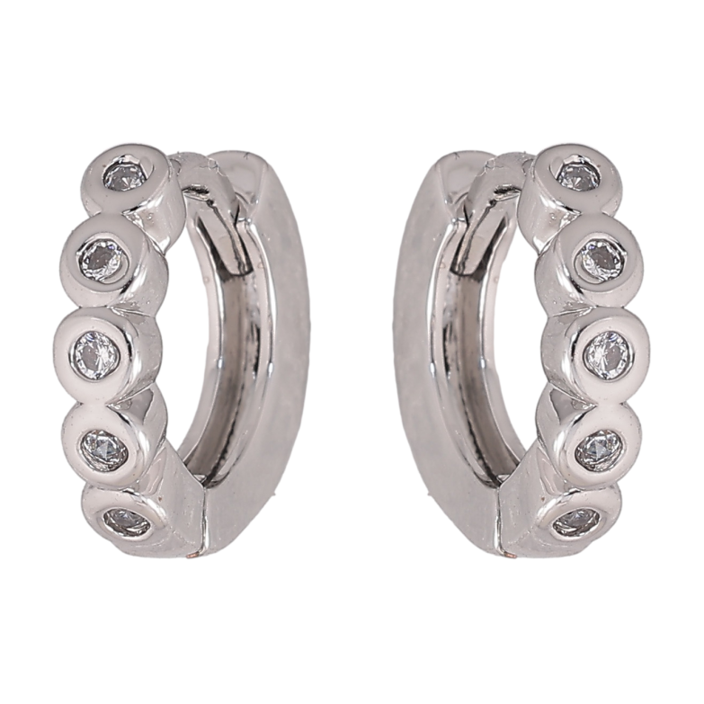 Серьги Xuping M&L цвет Родий колечки "Дорожки кристаллов" фото №1