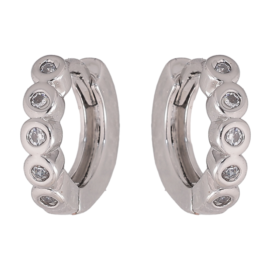 Сережки Xuping M&L колір Родій колечка "Доріжки кристалів" фото №1