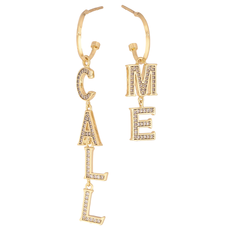 Серьги Xuping цвет Позолота 14K пусеты "Ассиметричные подвески Call me" фото №1