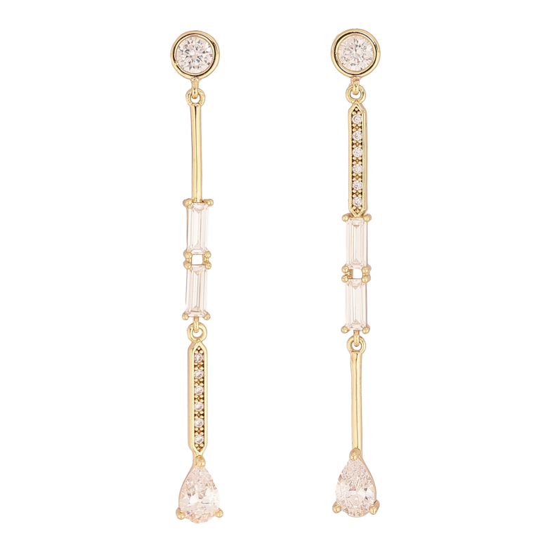 Сережки Xuping колір Позолота 14K пусети "Підвіски з кристалами" фото №1