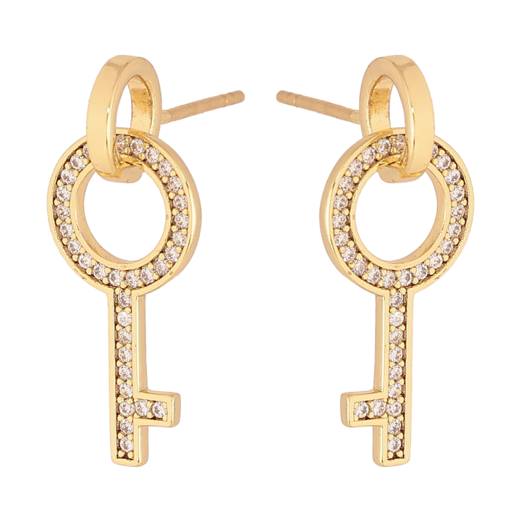 Сережки Xuping колір Позолота 14K пусети "Ключики на колечках" фото №8 Сережки Xuping колір Позолота 14K пусети "Ключики на колечках" фото №8