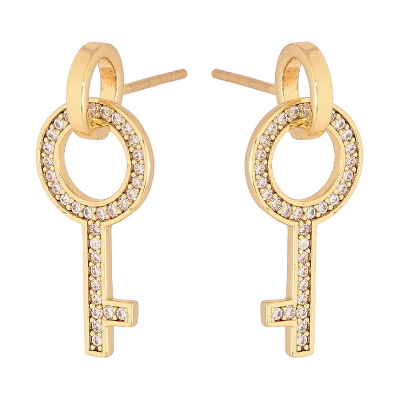 Серьги Xuping цвет Позолота 14K пусеты "Ключики на колечках" фото №1