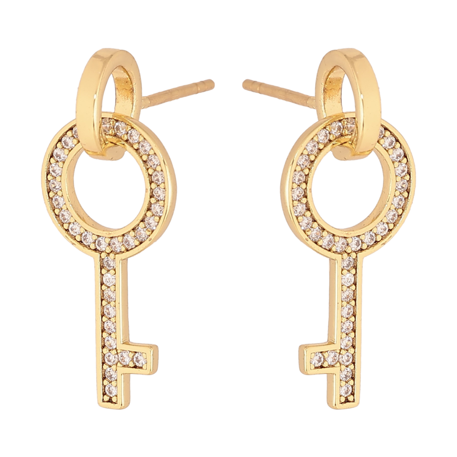 Сережки Xuping колір Позолота 14K пусети "Ключики на колечках" фото №1