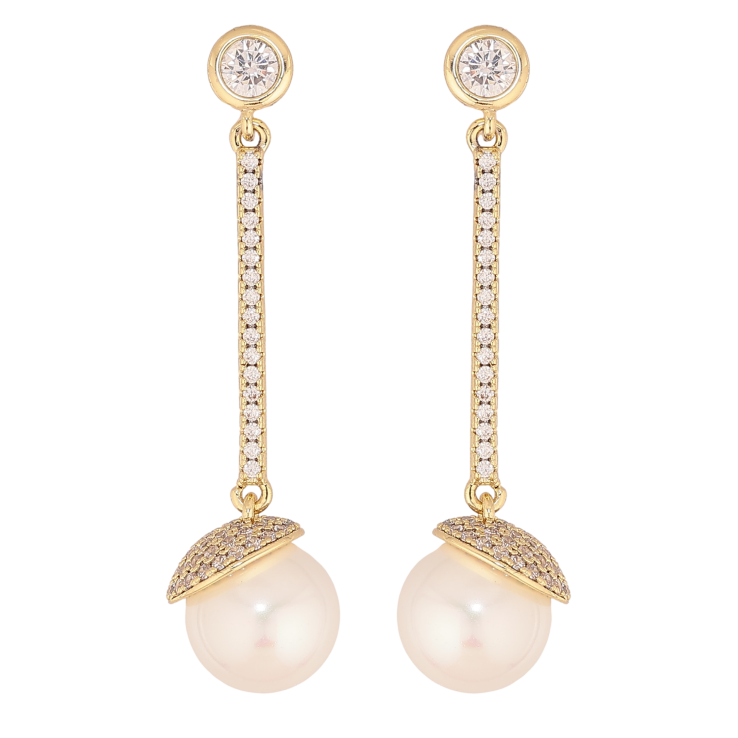 Сережки Xuping колір Позолота 14K пусети "Перлинні підвіски" фото №5 Сережки Xuping колір Позолота 14K пусети "Перлинні підвіски" фото №5