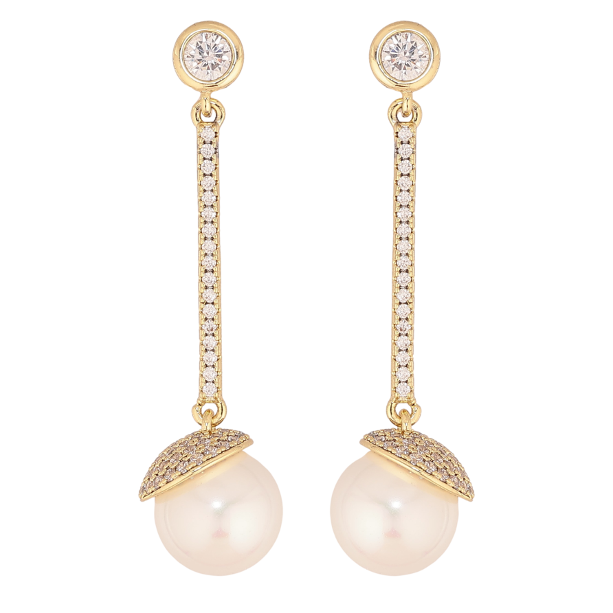 Сережки Xuping колір Позолота 14K пусети "Перлинні підвіски" фото №1