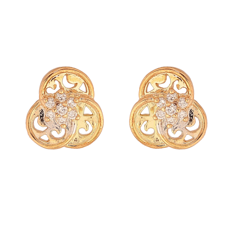 Серьги Xuping цвет Позолота 18K + 14K + Родий пусеты "Цветочки с кристаллами" фото №1