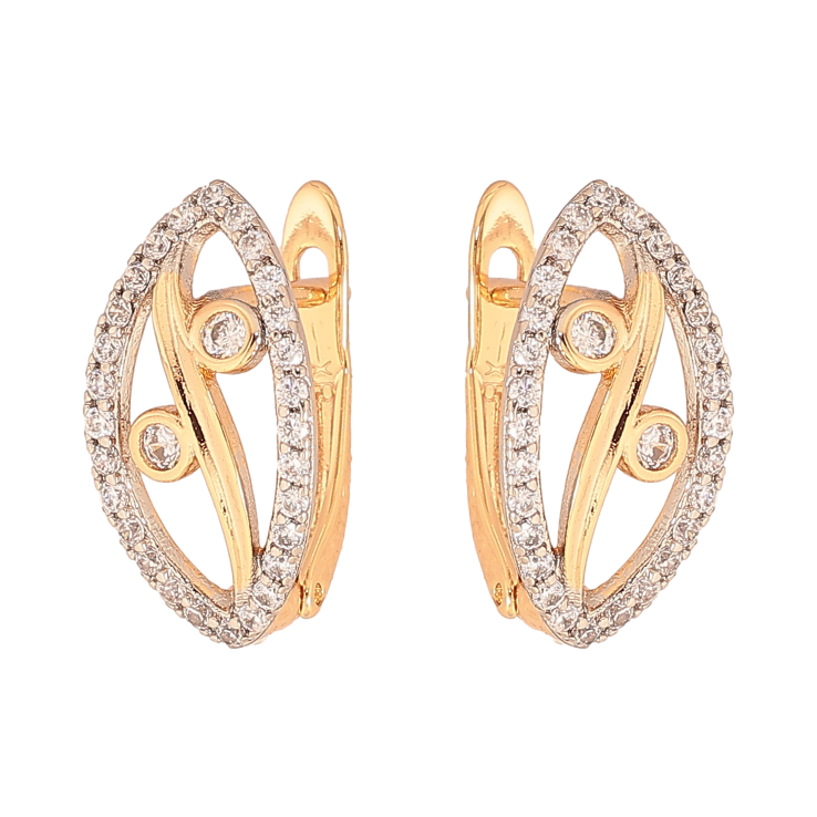 Сережки Xuping колір Позолота 18K+ Родій англійський замок "Декоративний візерунок з кристалами" фото №22 Сережки Xuping колір Позолота 18K+ Родій англійський замок "Декоративний візерунок з кристалами" фото №22