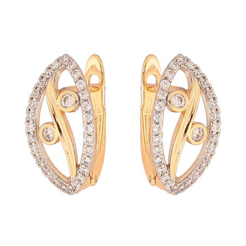 Сережки Xuping колір Позолота 18K+ Родій англійський замок "Декоративний візерунок з кристалами" фото №1