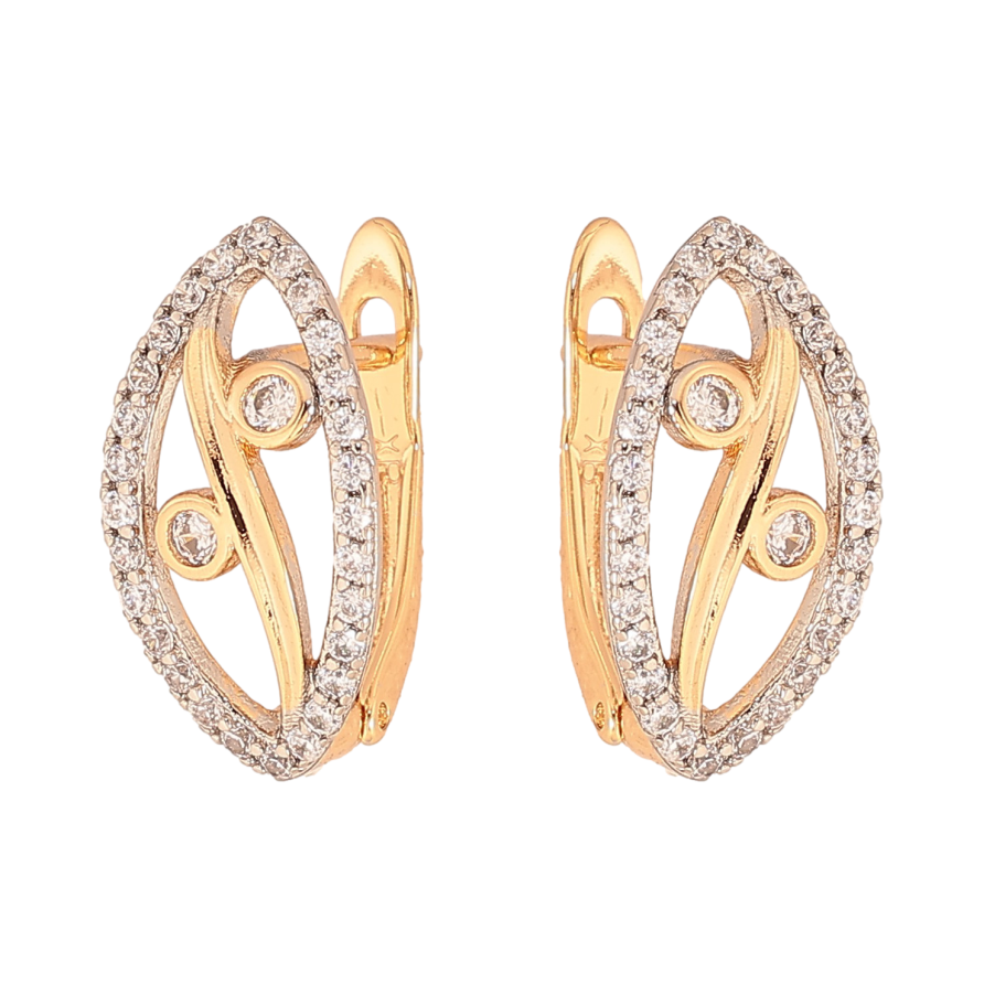 Сережки Xuping колір Позолота 18K+ Родій англійський замок "Декоративний візерунок з кристалами" фото №1