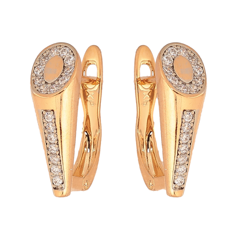 Сережки Xuping колір Позолота 18K+ Родій англійський замок "Декоративний візерунок з кристалами" фото №1