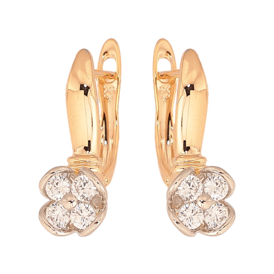 Сережки Xuping колір Позолота 18K + Родій англійський замок "Кришталеві квіточки" фото №1