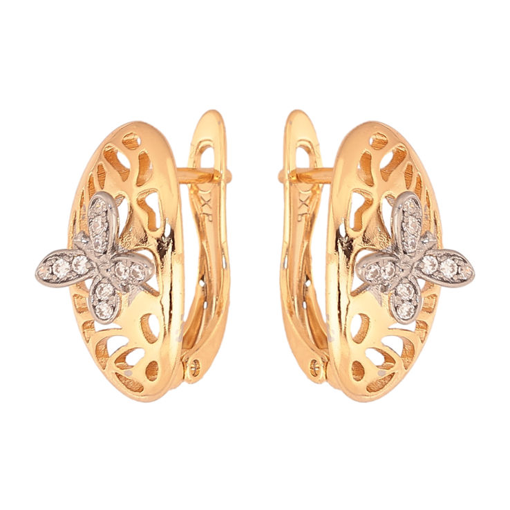 Сережки Xuping колір Позолота 18K + Родій англійський замок "Метелики" фото №11