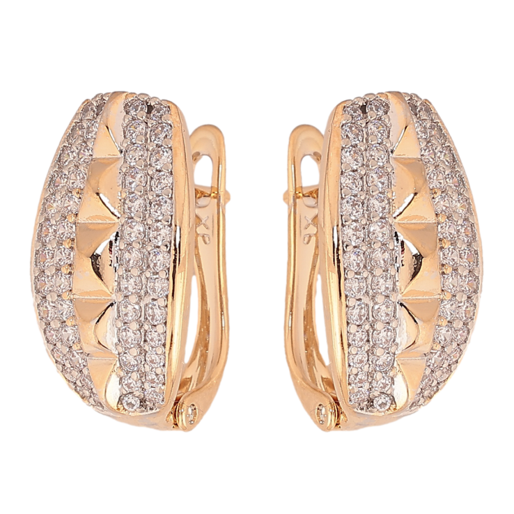 Сережки Xuping колір позолота 18K + родій англійський замок візерунок з інкрустацією кристалами фото №9