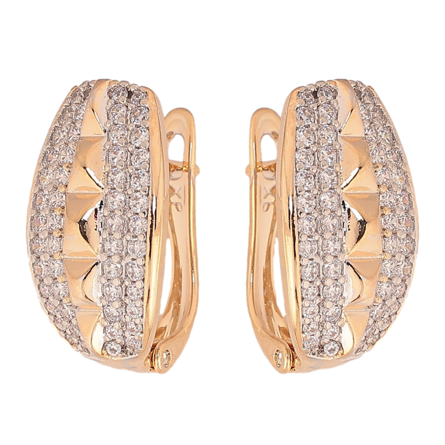 Сережки Xuping колір позолота 18K + родій англійський замок візерунок з інкрустацією кристалами фото №1