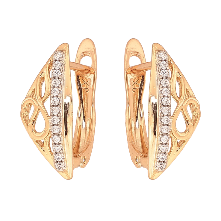 Сережки Xuping колір Позолота 18K + Родій англійський замок "Різні трикутники з доріжкою кристалів" фото №20 Сережки Xuping колір Позолота 18K + Родій англійський замок "Різні трикутники з доріжкою кристалів" фото №20