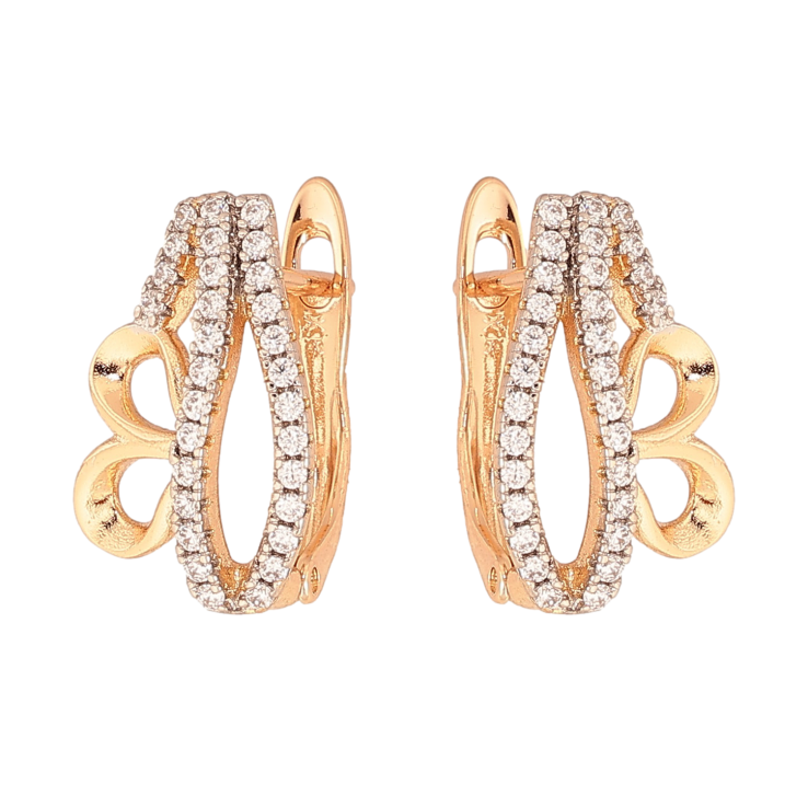 Сережки Xuping колір Позолота 18K+ Родій англійський замок "Декоративний орнамент з кристалами" фото №21 Сережки Xuping колір Позолота 18K+ Родій англійський замок "Декоративний орнамент з кристалами" фото №21