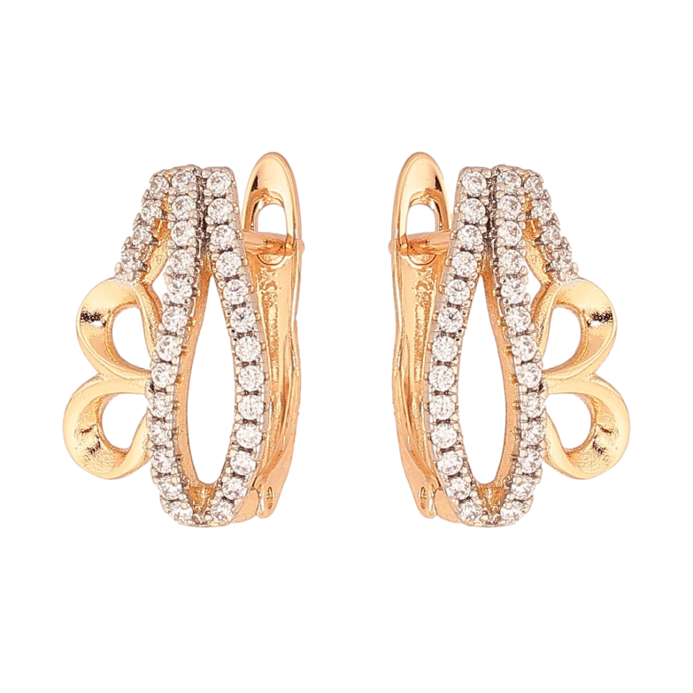 Сережки Xuping колір Позолота 18K+ Родій англійський замок "Декоративний орнамент з кристалами" фото №1 Сережки Xuping колір Позолота 18K+ Родій англійський замок "Декоративний орнамент з кристалами" фото №1