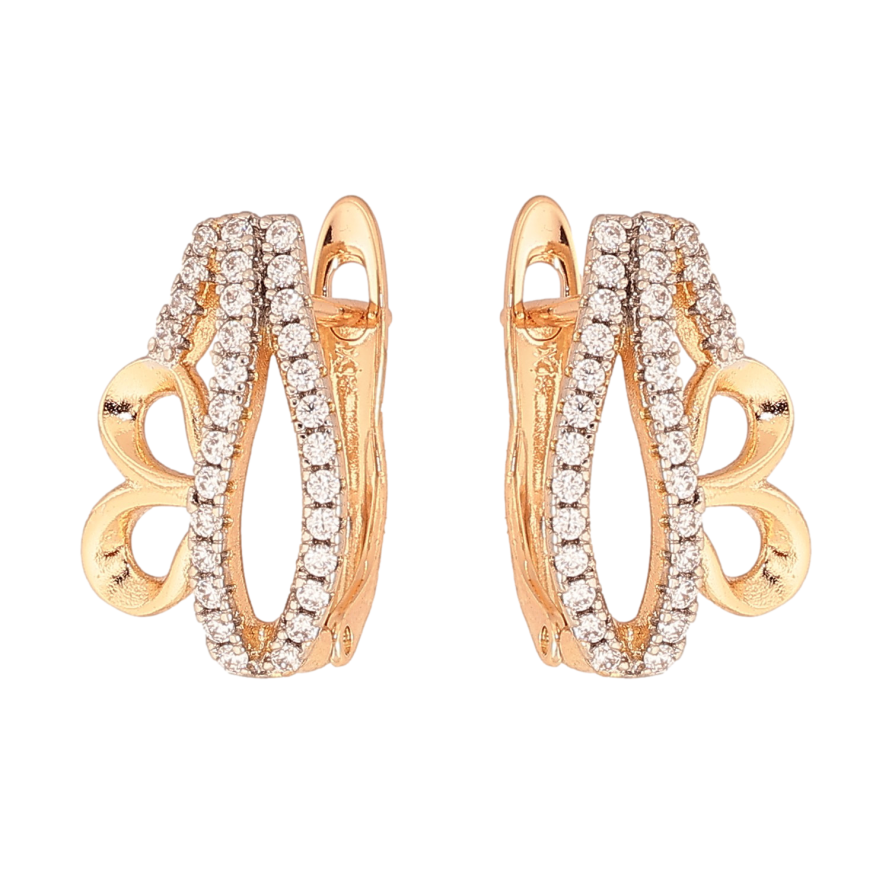 Сережки Xuping колір Позолота 18K+ Родій англійський замок "Декоративний орнамент з кристалами" фото №1