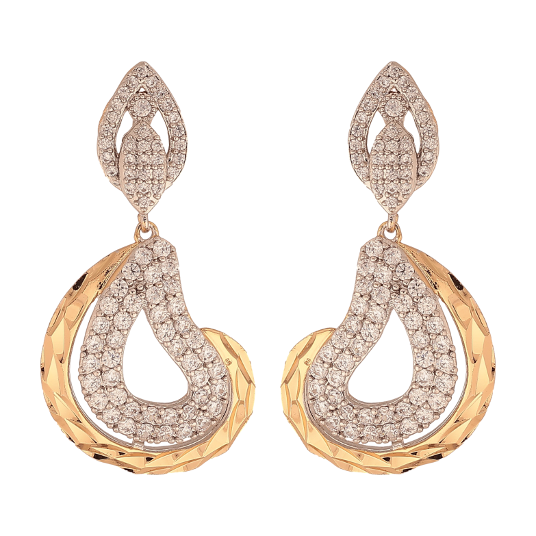 Серьги Xuping цвет Позолота 18K + Родий пусеты "Фигурные подвески с кристаллами" фото №1