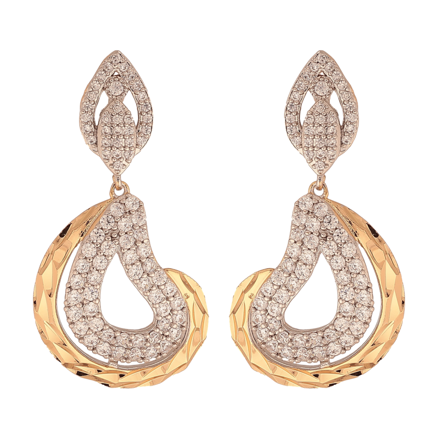 Сережки Xuping колір Позолота 18K + Родій пусети "Фігурні підвіски з кристалами" фото №1