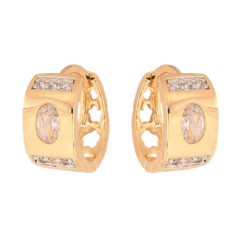 Серьги Xuping цвет Позолота 18K+Родий колечки "Декоративный орнамент с вставками кристаллов" фото №1