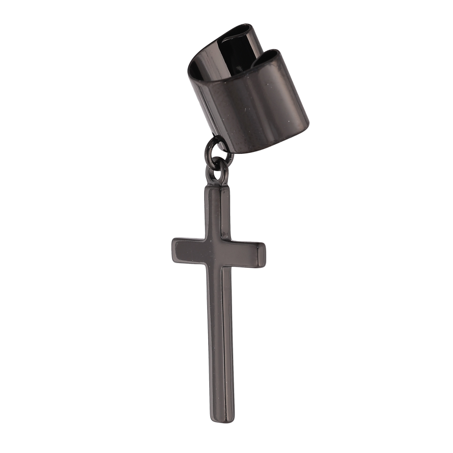 Сережки Xuping Позолота Black (чорне золото) моно-каффа "Хрестик" фото №1 Сережки Xuping Позолота Black (чорне золото) моно-каффа "Хрестик" фото №1