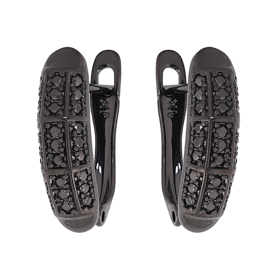 Сережки Xuping колір Позолота Black (чорне золото) англійський замок "Інкрустація чорними кристалами" фото №1