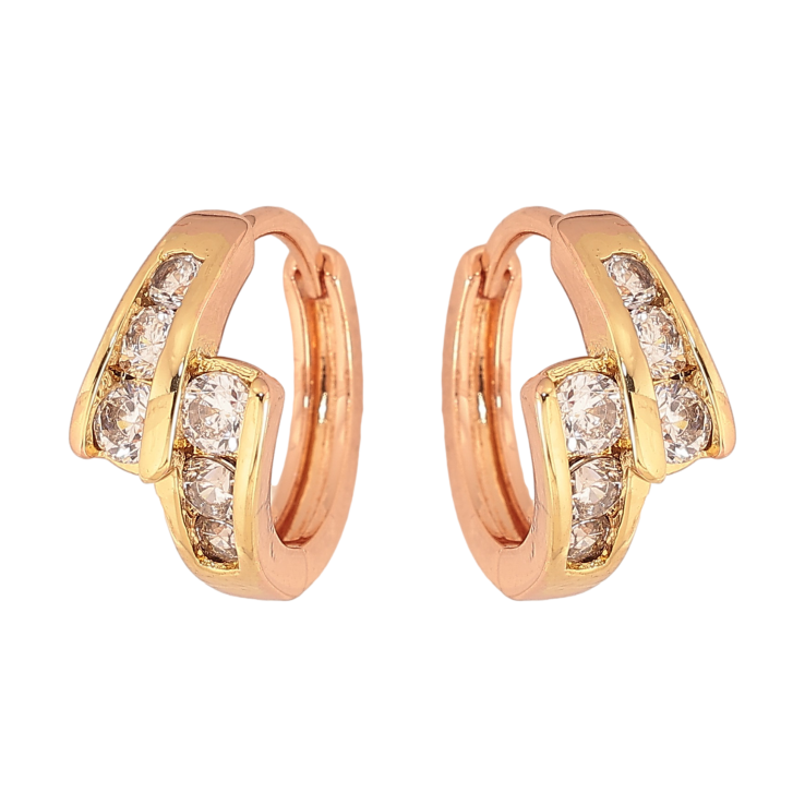 Сережки Xuping колір Позолота РВ + Позолота 14K колечка "Візерунок з кристалами" фото №15 Сережки Xuping колір Позолота РВ + Позолота 14K колечка "Візерунок з кристалами" фото №15