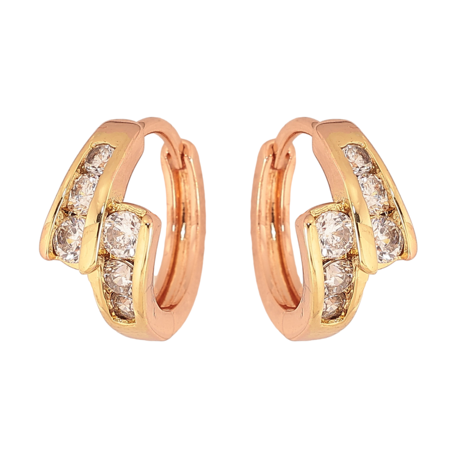 Сережки Xuping колір Позолота РВ + Позолота 14K колечка "Візерунок з кристалами" фото №1