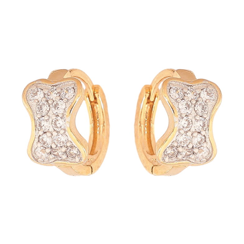 Серьги Xuping цвет Позолота 18К+Родий колечки "Косточка с кристаллами" фото №1