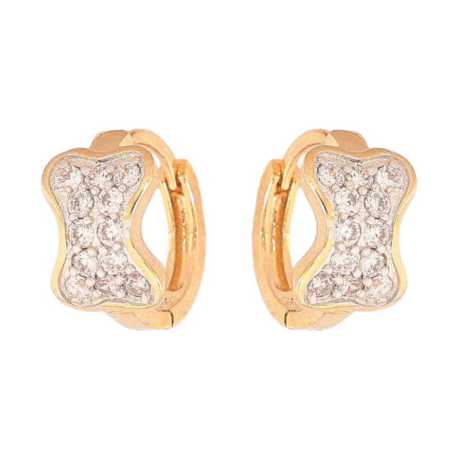 Серьги Xuping цвет Позолота 18К+Родий колечки "Косточка с кристаллами" фото №1