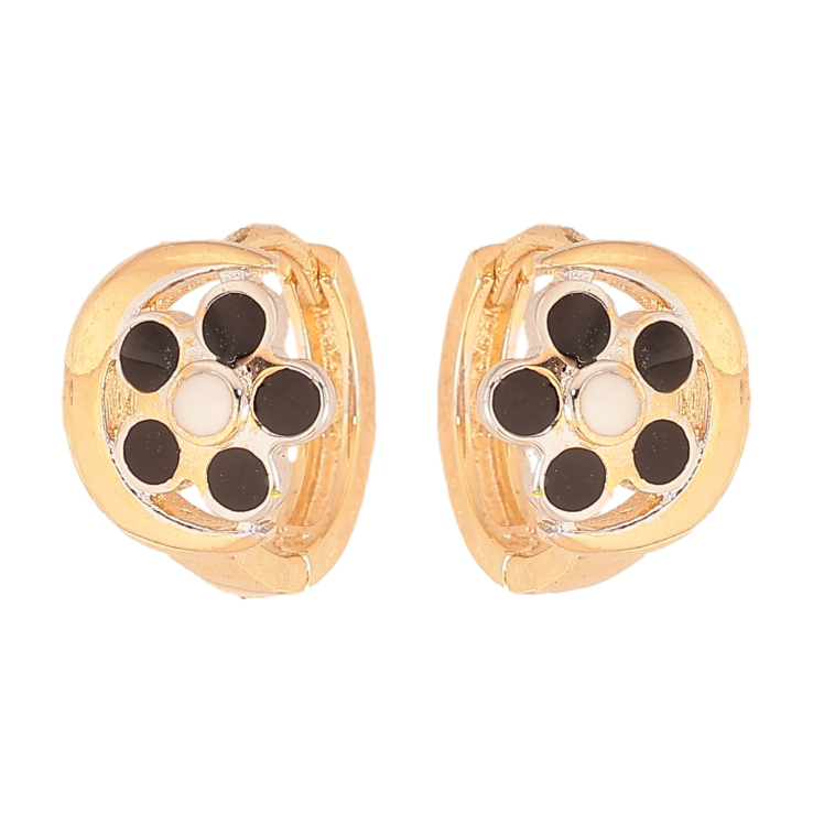 Сережки Xuping колір Позолота 18К+Родій колечка "Квітка чорно-біла емаль" фото №12 Сережки Xuping колір Позолота 18К+Родій колечка "Квітка чорно-біла емаль" фото №12