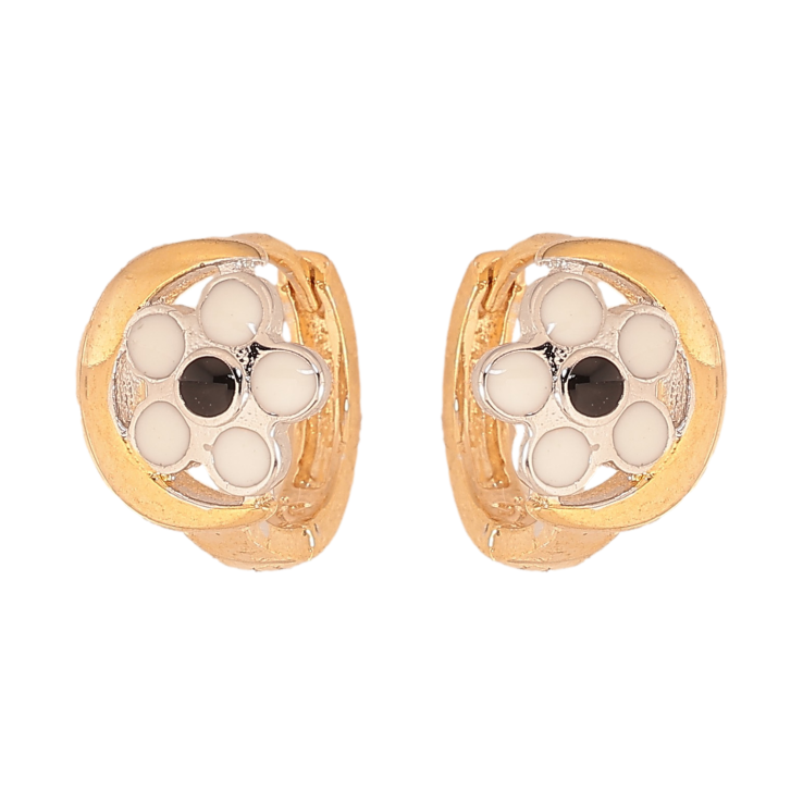 Сережки Xuping Позолота 18К+Родій колечка "Квітка чорно-біла емаль" фото №11 Сережки Xuping Позолота 18К+Родій колечка "Квітка чорно-біла емаль" фото №11