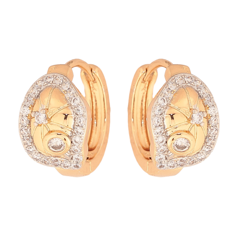 Серьги Xuping цвет Позолота 18К+Родий колечки "Узор с кристаллами" фото №1