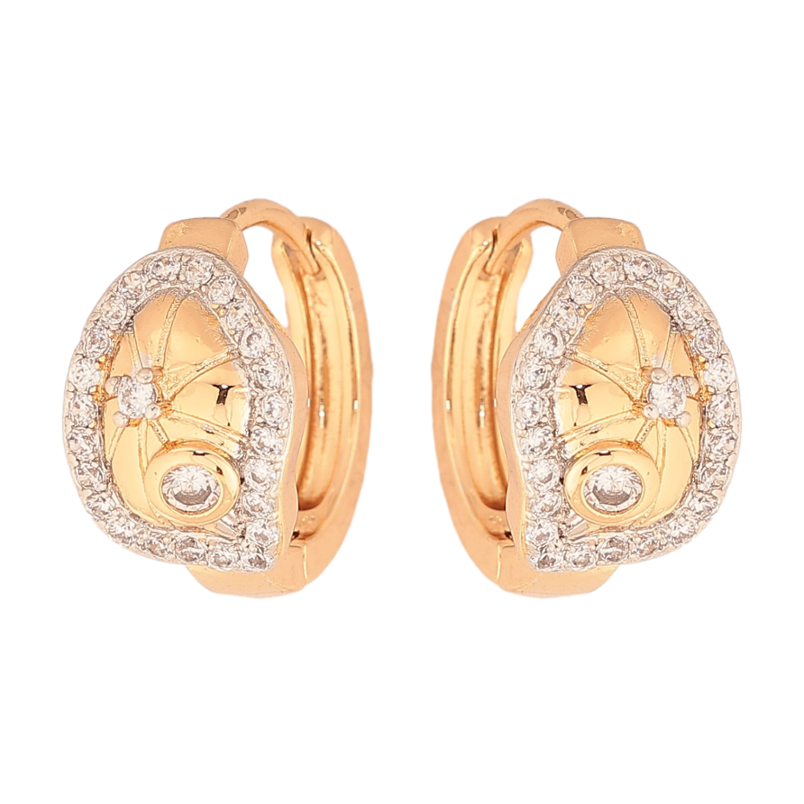 Сережки Xuping колір Позолота 18К+Родій колечка "Візерунок з кристалами" фото №1