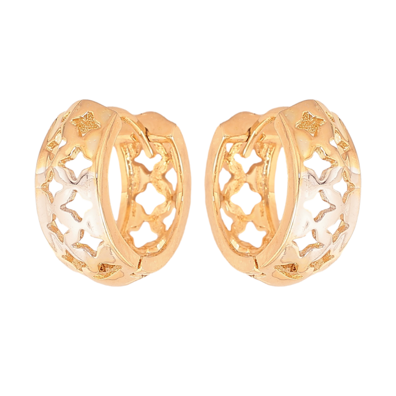 Серьги Xuping цвет Позолота 18К+Родий колечки "Резной орнамент" фото №1