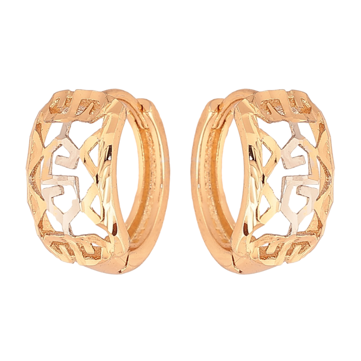 Серьги Xuping цвет Позолота 18К+Родий колечки "Резной орнамент " фото №9 Серьги Xuping цвет Позолота 18К+Родий колечки "Резной орнамент " фото №9