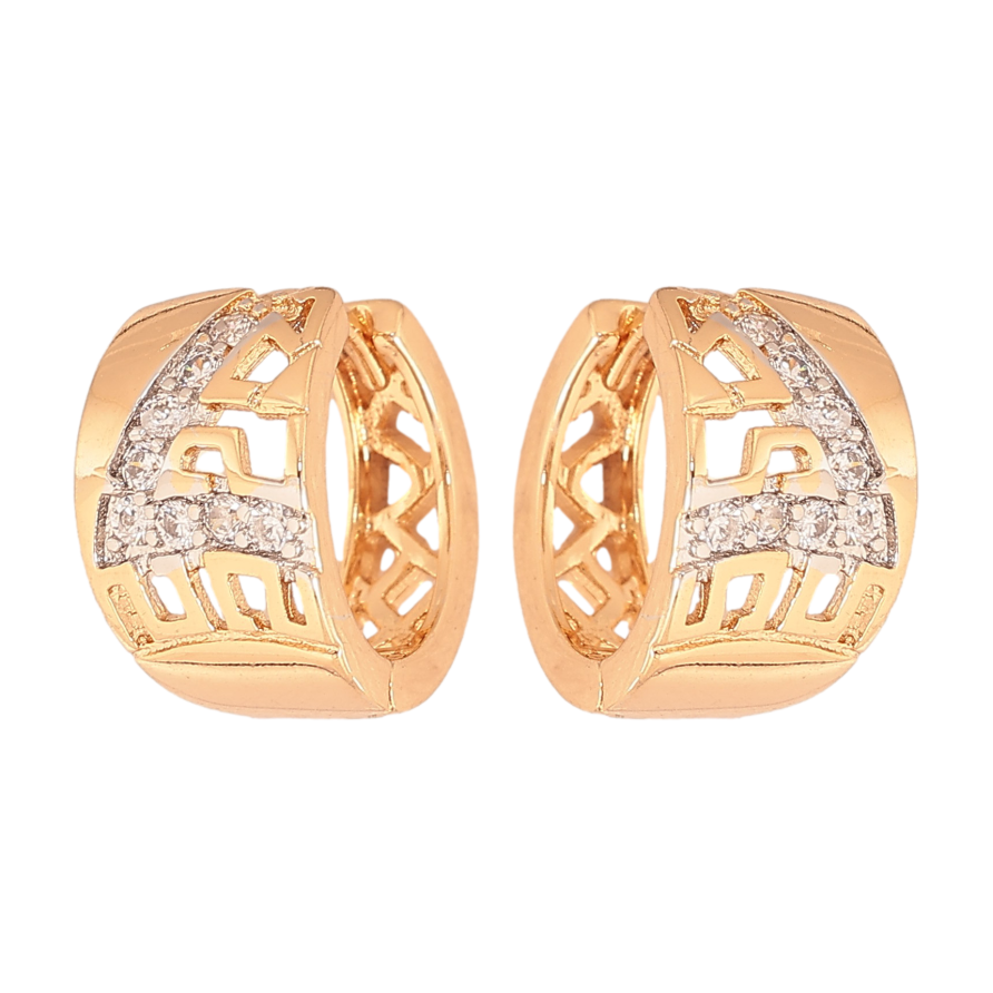 Сережки Xuping колір Позолота 18К+Родій колечка "Різний орнамент із кристалами" фото №1 Сережки Xuping колір Позолота 18К+Родій колечка "Різний орнамент із кристалами" фото №1