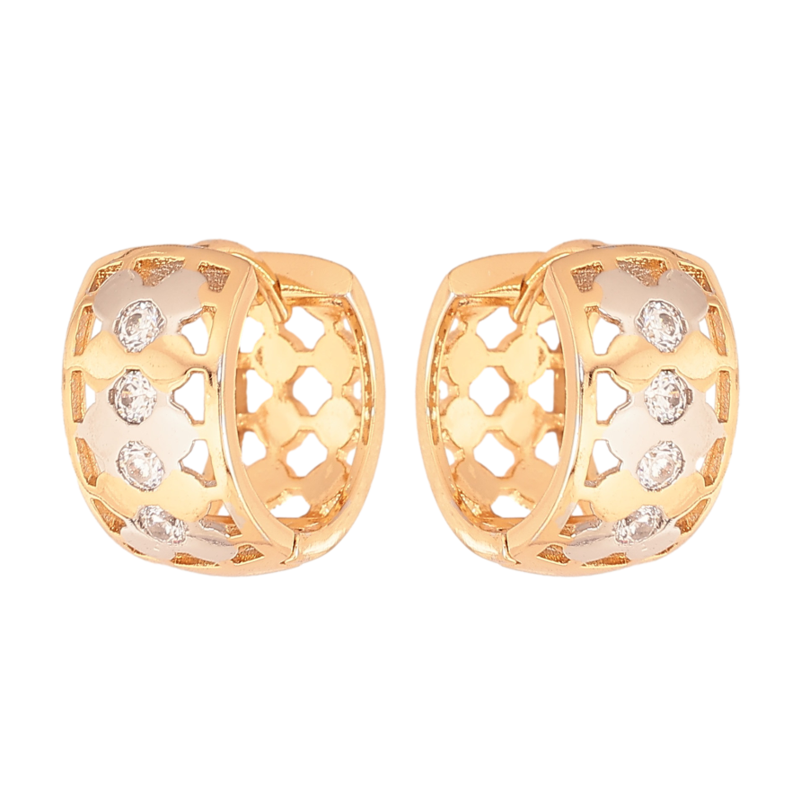 Сережки Xuping колір Позолота 18К+Родій колечка "Різний орнамент із кристалами" фото №1 Сережки Xuping колір Позолота 18К+Родій колечка "Різний орнамент із кристалами" фото №1