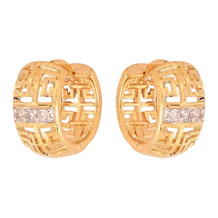 Сережки Xuping колір Позолота 18К+Родій колечка "Різний орнамент з кристалами" фото №1