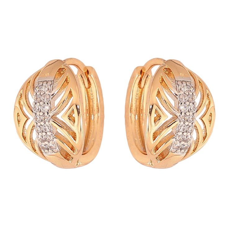 Сережки Xuping колір Позолота 18К+Родій колечка "Різний орнамент з кристалами" фото №5 Сережки Xuping колір Позолота 18К+Родій колечка "Різний орнамент з кристалами" фото №5