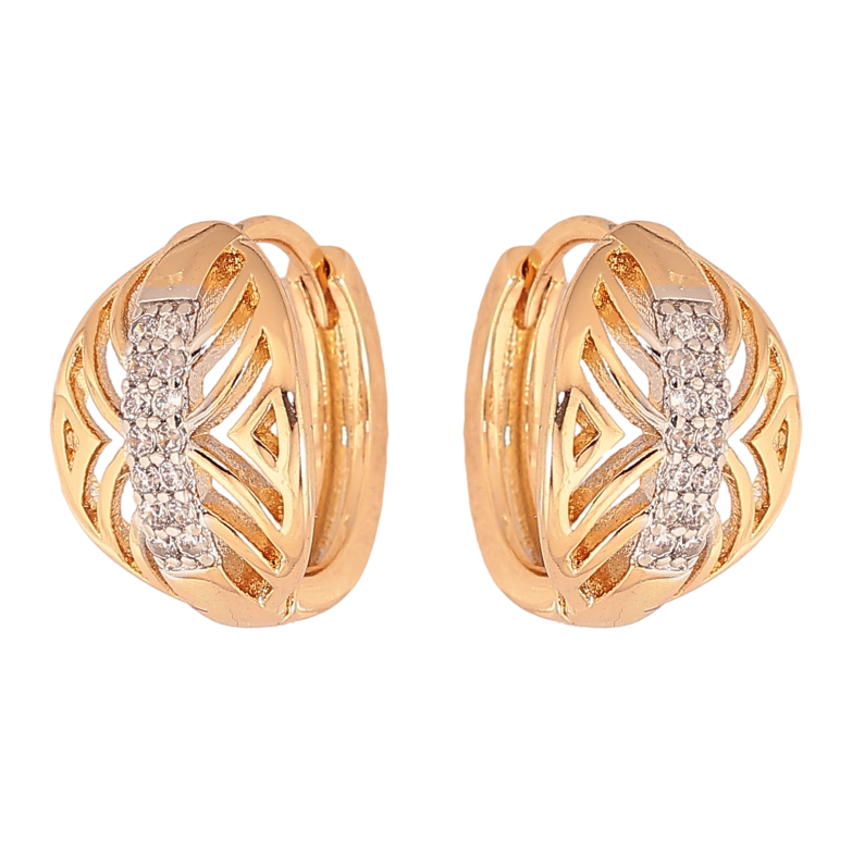 Сережки Xuping колір Позолота 18К+Родій колечка "Різний орнамент з кристалами" фото №1