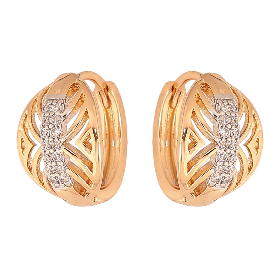 Сережки Xuping колір Позолота 18К+Родій колечка "Різний орнамент з кристалами" фото №1