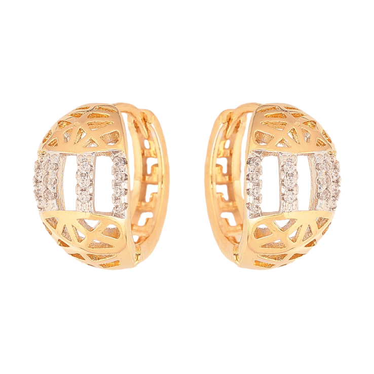 Сережки Xuping колір Позолота 18К+Родій колечка "Різний орнамент із кристалами" фото №3 Сережки Xuping колір Позолота 18К+Родій колечка "Різний орнамент із кристалами" фото №3