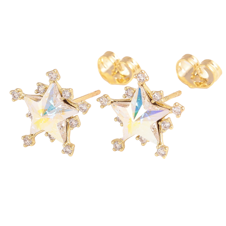 Сережки Xuping QQMM колір 14K з кристалами Swarovski пусети "Кристальні зірки АВ" фото №12