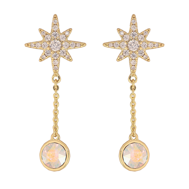 Сережки Xuping QQMM колір 14K з кристалами Swarovski пусети "Зірки з кр-лами АВ" фото №13