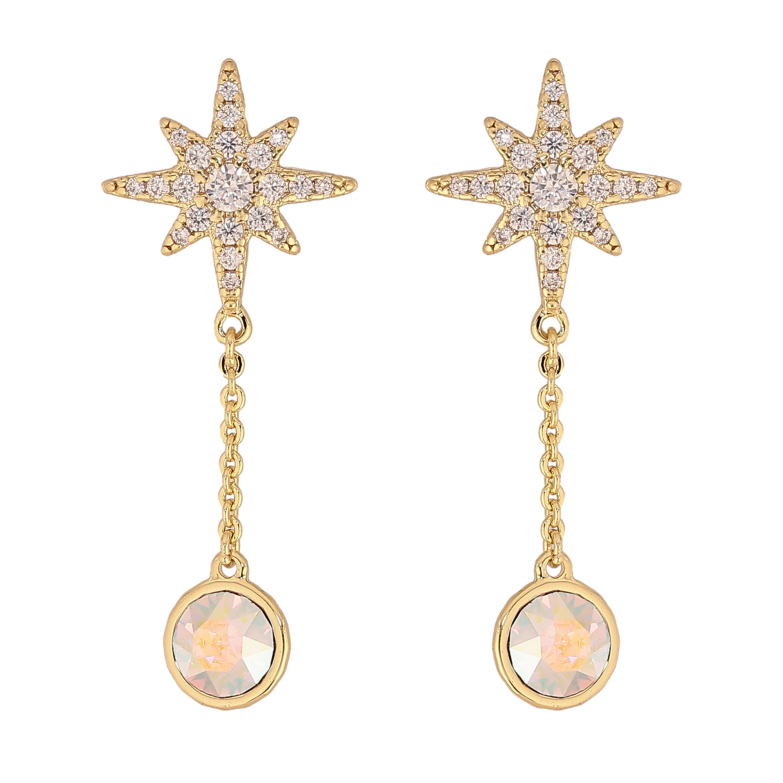 Сережки Xuping QQMM колір 14K з кристалами Swarovski пусети "Зірки з кр-лами АВ" фото №1