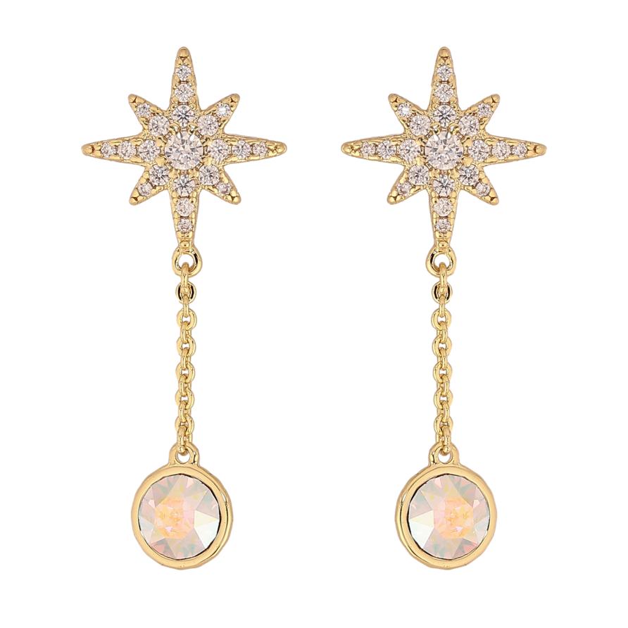 Сережки Xuping QQMM колір 14K з кристалами Swarovski пусети "Зірки з кр-лами АВ" фото №1