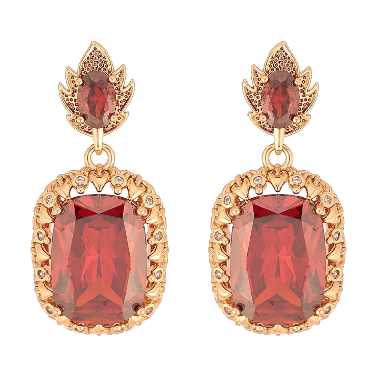 Сережки Xuping QQMM колір Позолота 18K пусети "Підвіски з червоними кристалами" фото №7